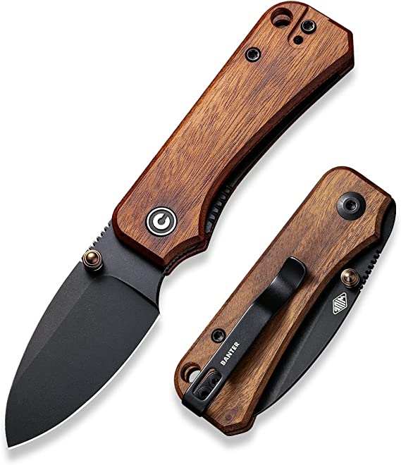 CIVIVI Baby Banter Pocket Knife for EDC, Ben Petersen Folding Knife with 2.34 in Nitro V Steel Blade Cuibourtia Wood Handle, Titanium Thumb Stud Opener C19068SB-2(Wood)