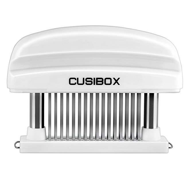 Meat Tenderizer, CUSIBOX 48-Blade Ultra Sharp Stainless Steel Needles Tenderizer Kitchen Tool for Steak, Chicken, Fish and Pork - White