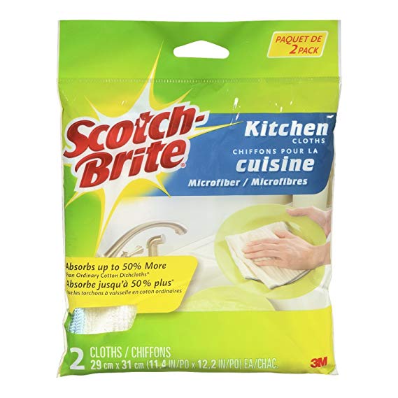 Scotch-Brite Microfiber Kitchen Cloths, 2 cloths per pack