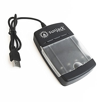 SunJack USB Battery Charger for Rechargeable AA/AAA Size Ni-Mh/Ni-Cd/Alkaline/LiFePO4 Batteries