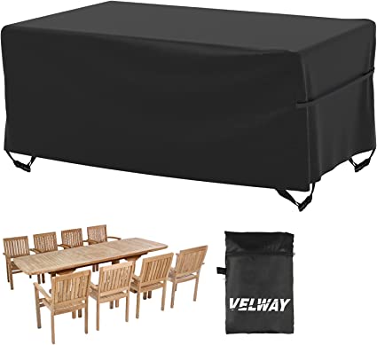 Velway Patio Furniture Cover Outdoor, Waterproof Rectangular Patio Table Chair Sofa Set Cover, 95”Lx64”Wx39”H, All Weather Oxford Tear-Resistant Material with Zipper Carrying Bag Windproof Buckles