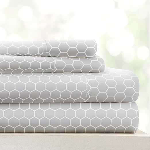 Linen Market 3 Piece Twin Bedding Sheet Set (Light Gray Geometric) - Sleep Better Than Ever with These Ultra-Soft & Cooling Bed Sheets for Your Twin Size Bed - Deep Pocket Fits 16" Mattress