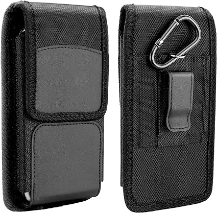 MoKo Phone Holster, Nylon Belt Clip Holster Smartphone Holder Cell Phone Carrying Pouch, Fit with iPhone 14/14 plus/pro/pro max/SE 3 2022/13 Pro/13/12, Galaxy S21, for Phones Up to 6.7 Inches, Black