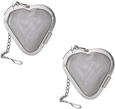 TBWHL Heart Shaped Loose Leaf Tea Infuser Ball, Stainless Steel Love Fine Mesh Hot Tea Infuser Tea Strainer Ball, 2-Inch, 2pc