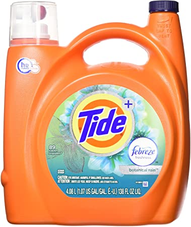 Tide Plus febreze Freshness, Botanical rain, he Turbo Clean Liquid Laundry Detergent, 138 oz, 1 Count