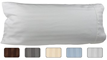 Body Pillowcase, 100% Egyptian Cotton, 540 Thread Count, 21x60 Pillow Cover, Striped With Wrinkle Guard by American Pillowcase, Fits 20x54, White