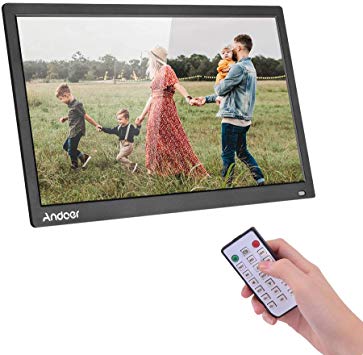 Andoer Digital Photo Picture Frame 17.3 inch Desktop Album 1600x900 Resolution 16:9TN LED Display Screen Support Calendar Clock Time Setting Music Movie with IR Remote Control Stand Bracket Gift