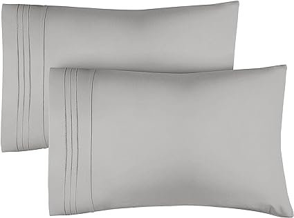 Queen Pillow Cases Set of 2 - Soft, Hotel Quality Pillowcase Covers - Comfy Bedding for Women, Men, Kids & Teens - Machine Washable Pillow Protectors - 2 Piece - Queen Size French Grey Pillow Cover