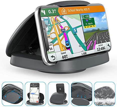 Car Phone Mount, Tophot Car Phone Holder : Vertical Horizontal Cell Phone Holder for Car Dashboard with 360° Rotate Detachable Strong Sticky Base Compatible iPhone Samsung Galaxy Android Smartphones
