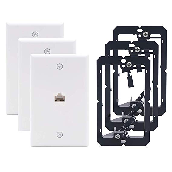 [UL Listed] VCE 3 Pack 1 Port Cat6 Female to Female Wall Plate with Single Gang Low Voltage Mounting Bracket
