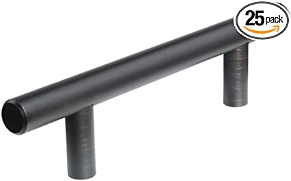 South Main Hardware SH503-OR-25 25-Pack Modern Straight Euro Style Bar Handle Pull with 3" Hole Centers, 5-3/8" Length, Oil Rubbed Bronze Finish, 25 Piece