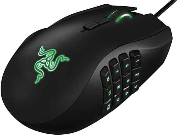 Razer RZ01-01050100-R3M1 Naga Left-Handed - Ergonomic MMO Gaming Mouse with 12 Programmable Thumb Buttons - 8,200 Adjustible DPI