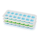 Set of 3 Easy Push Ice Tray - Ice Cube Maker with Lid to Avoid Spilling