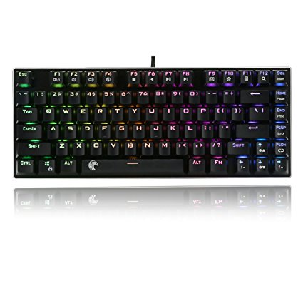 E-Element Z-88 RGB LED Backlit Water-Proof Mechanical Gaming Keyboard with 81 Keys Anti-Ghost keys, Blue Switches, Black