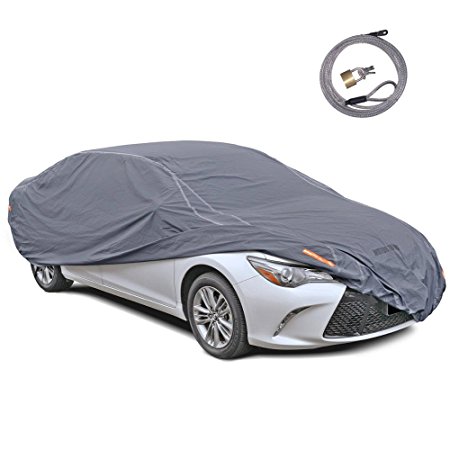 Motor Trend TrueShield Waterproof Car Cover - Heavy Duty Outdoor Fleece-Lined Sonic Coating - Ultimate 6 Layer Protection (Full Size up to 190"L)