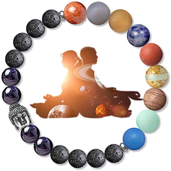 Karseer Buddha 7 Chakra Anti Anxiety Bracelet, Stress Relief Natural Crystals Healing Stones Energy Balance Beaded Bracelet, Meditation Prayer Protection Jewelry Gift, Unisex