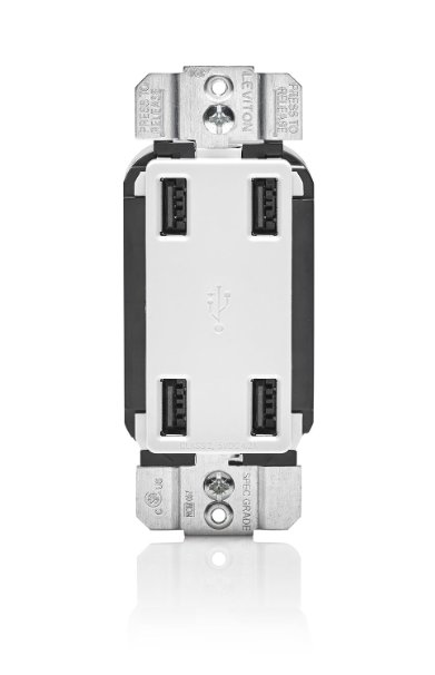 Leviton USB4P-W 4.2-Amp High Speed 4-Port USB Charger, White