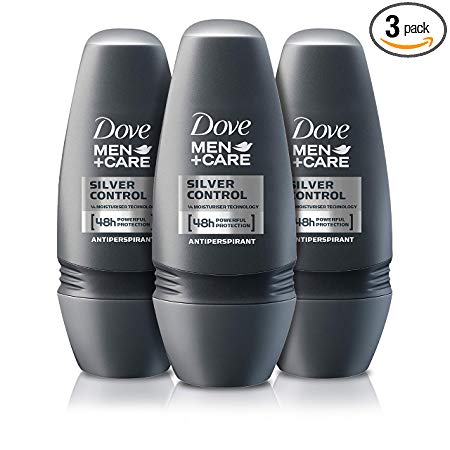 Dove For Men Care Silver Control Roll-On Anti-Perspirant Deodorant - 50 ml (Pack of 3)