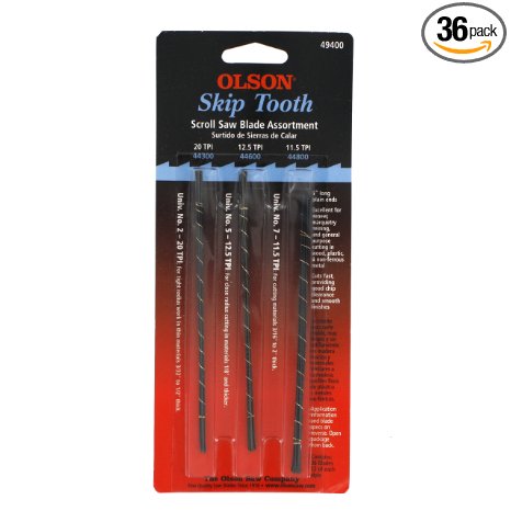 Olson Saw FR49400 Skip Tooth Scroll Saw Blade Assortment