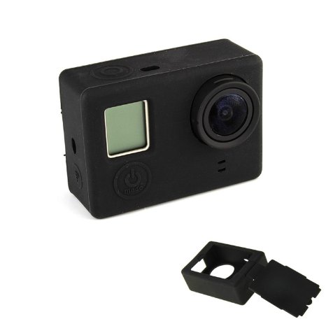 Sport Camera Case For GoPro Hero 4 / 3 , Oumers Silicone Cover Soft Case Rubber Protective Case Cover Protector Skin for Gopro Hero4 Hero3  (Black)