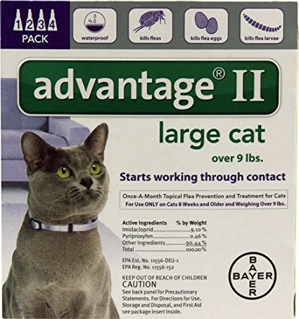 Advantage II Purple 4-Month Flea Control for Large Cats Over 9 lbs -- 4 Tubes