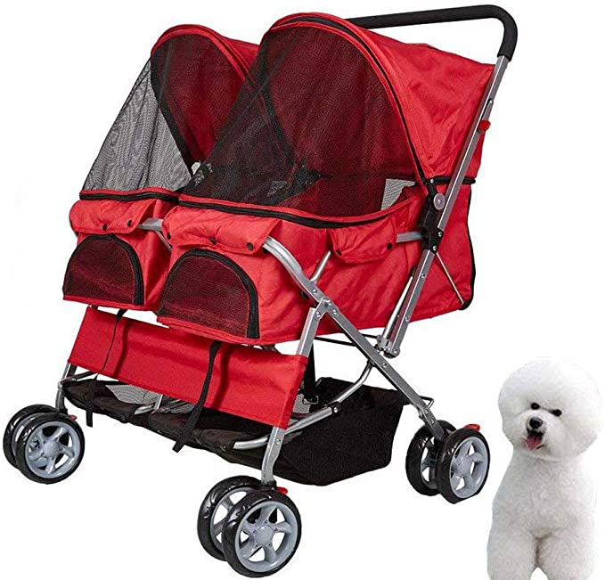 KARMAS PRODUCT Pet Stroller for Dog Cat Small Animal Folding Walk Jogger Travel Carrier Cart with Three Wheels/Four Wheels