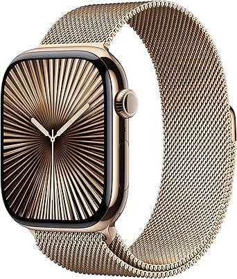 Apple Watch Series 10 [GPS   Cellular 46mm] with Gold Titanium Case with Gold Milanese Loop - S/M. Fitness Tracker, ECG App, Always-On Retina Display, Carbon Neutral