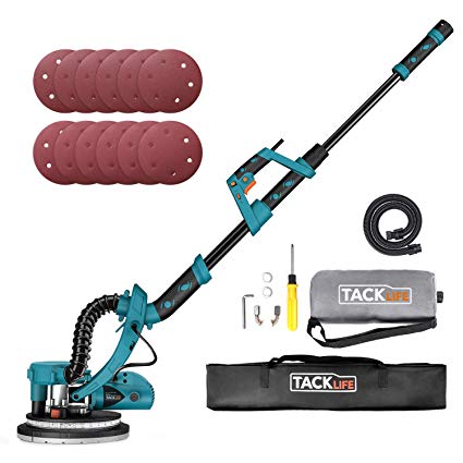 TACKLIFE 800W Drywall Sander with Turbofan Dust Collection Design, Double-Deck LED Lights 6 Variable Speed, 12 Sanding Discs, High Dust Suction, Extendable Handle and Carry Bag, for Grinding Dry Walls