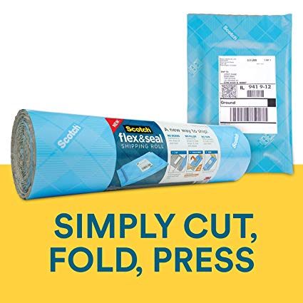 Scotch Flex & Seal Shipping Roll – Simple Packaging Alternative to Cardboard Boxes, Poly Bags, Bubble Wrap, and Mailers - 1 Roll (15 Inches x 10 Feet)