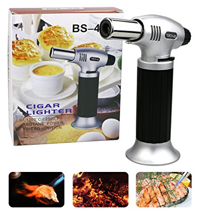Buluri Blow Torch Butane Torch Flame Gun With Safety Lock Windproof Culinary Torch 1300°C for Hiking, Camping, Cooking, Kitchen, Creme Brulee, BBQ(Butane Gas Not Included)