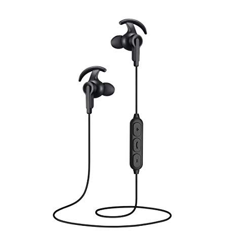 Bluetooth Headphones, Sport Wireless Earbuds Bluetooth 5.0, Richer Bass HiFi Stereo Noise Cancelling in-Ear Earphones with Microphone, IPX5 Sweatproof Headsets for Running Workout Gym (Black)