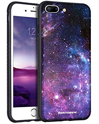 iPhone 8 Plus Case,iPhone 7 Plus Case,BENTOBEN Nebula Galaxy Stars Slim Fit Dual Layer Hybrid Shockproof Hard Back Durable Bumper Protective Case Cover for iPhone 8 Plus/iPhone 7 Plus(5.5 inch), Black