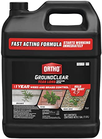 Ortho GroundClear Year Long Vegetation Killer1 - Concentrate, Visible Results in 3 Hours, Kills Weeds and Grasses to the Root When Used as Directed, Up to 1 Year of Weed and Grass Control, 2 gal.