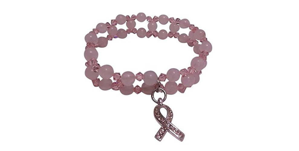 Rose Quartz Breast Cancer Awareness 2 Row Bracelet