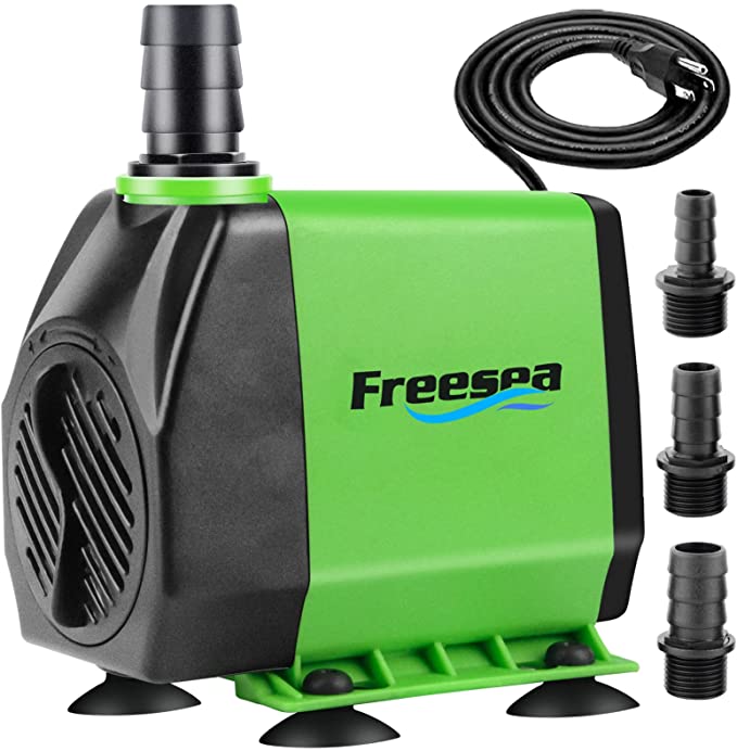 FREESEA Fountain Submersible Water Pump: 800GPH 45W Adjustable Ultra Quiet Aquarium Pump with 3 Nozzles 10ft High Lift for Small Pond | Fish tank | Waterfall | Outdoor | Hydroponics