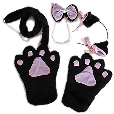 Hip Mall Kitty Cat Cosplay Anime Fancy Costume Lolita Paw Ear Bow Tie Set