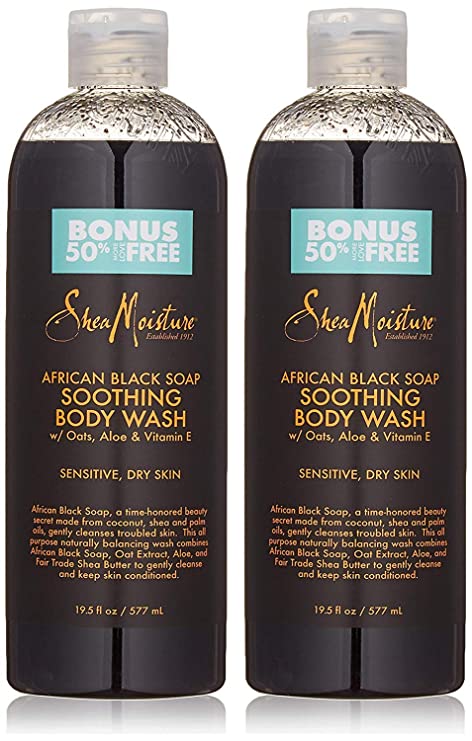 SheaMoisture African Black Soap Body Wash | 19.5 Fl Oz | Pack of 2 (19.5 Fl Oz Pack of 2)