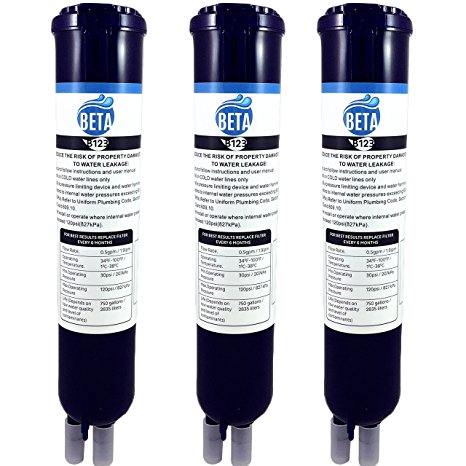 BETA Water Filter Replacement Cartridge Compatible for Whirlpool PUR Push Button 4396841, 4396710, Pur Filter3 (3-pack)
