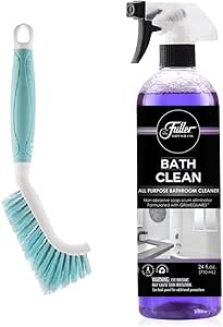 Fuller Brush Bath Clean 24 Fl Oz Bottle Bundle with Premium Tile & Grout Brush