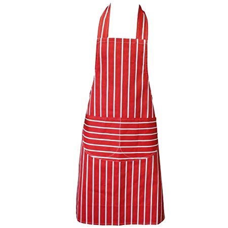 Chefs Apron, Red, Bib Apron, Kitchen Apron for Men and Women, Double Pockets