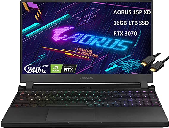 2022 GIGABYTE AORUS 15P XD 15.6" 240Hz (16GB RAM, 1TB PCIe SSD, Intel 8-Core i7-11800H (Beat Ryzen 7 5800H), RTX 3070) Gaming Laptop, Thunderbolt 4, RGB Backlit, Webcam, IST HDMI, Windows 11