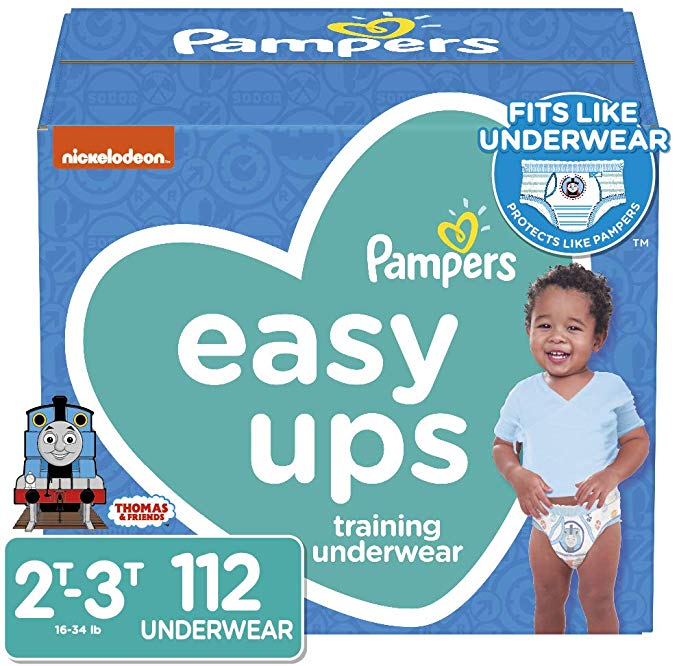 Pampers Easy Ups Diapers Size 4 (2T-3T), Pull On Disposable Training Pants for Boys, Giant Pack, 112 Count