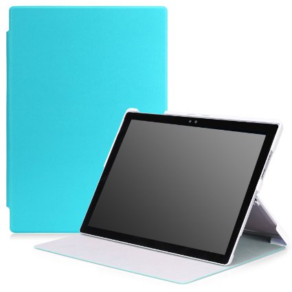 MoKo Microsoft Surface Pro 4 Case - Ultra Slim Lightweight Smart-shell Stand Cover Case for Microsoft Surface Pro 4 12.3 inch Tablet, Light BLUE