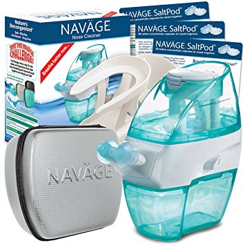 Naväge Nasal Irrigation Deluxe Bundle: Navage Nose Cleaner, 90 SaltPod Capsules, Countertop Caddy, and Travel Case. $175.70 if purchased separately. You save $45.75 (26%)