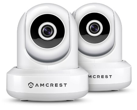 2-Pack Amcrest ProHD 1080P WiFi/Wireless IP Security Camera IP2M-841 Pan/Tilt, 2-Way Audio, Optional Cloud Recording, Full HD 1080P 2MP, Super Wide 90° Viewing Angle, Night Vision (White)