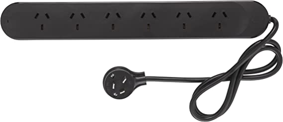 HPM 6 Outlet Surge Protected Powerboard Black