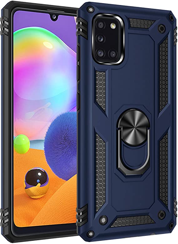 DAMONDY Samsung A31 Case,Galaxy A31 Case,Military Grade Dual Layer Kickstand 360 Ring Holder | Defender Hybrid Hard Cover Phone Rugged Case Compatible with Samsung Galaxy A31 -Blue