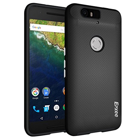 Nexus 6P Case, Epxee ARMOR Defender Heavy Duty Protection Impact Resistant Shockproof Slim Fit TPU Plastic Dual Layer Protective Case Cover for Huawei Nexus 6P (Black)