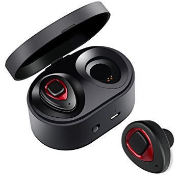 Wireless Earbuds Bluetooth Headphones with Mic In-Ear Noise Cancelling Earphone HD Stereo Sweatproof Headsets for iPhone Samsung and Smartphones from WOWOGO(K5S-red)