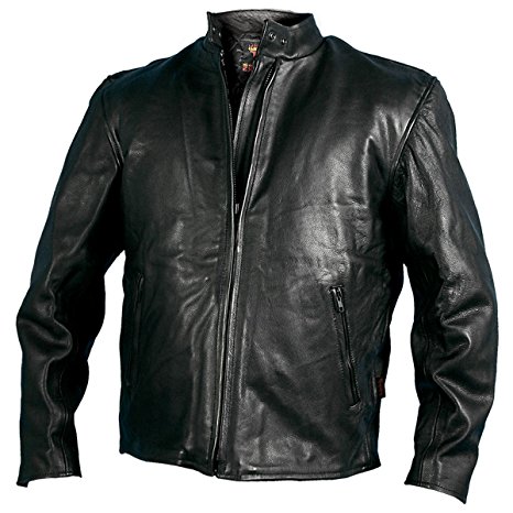 Hot Leathers Leather Men's Racing Jacket (Black, Size 46)